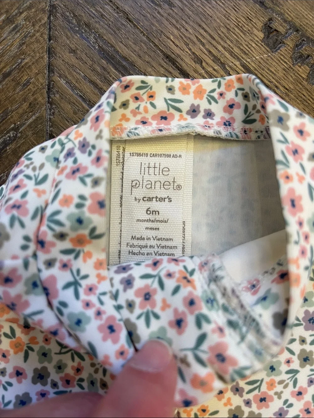 Little Planet Long-Sleeve Floral One-Piece Rashguard - Cream with Pink & Green